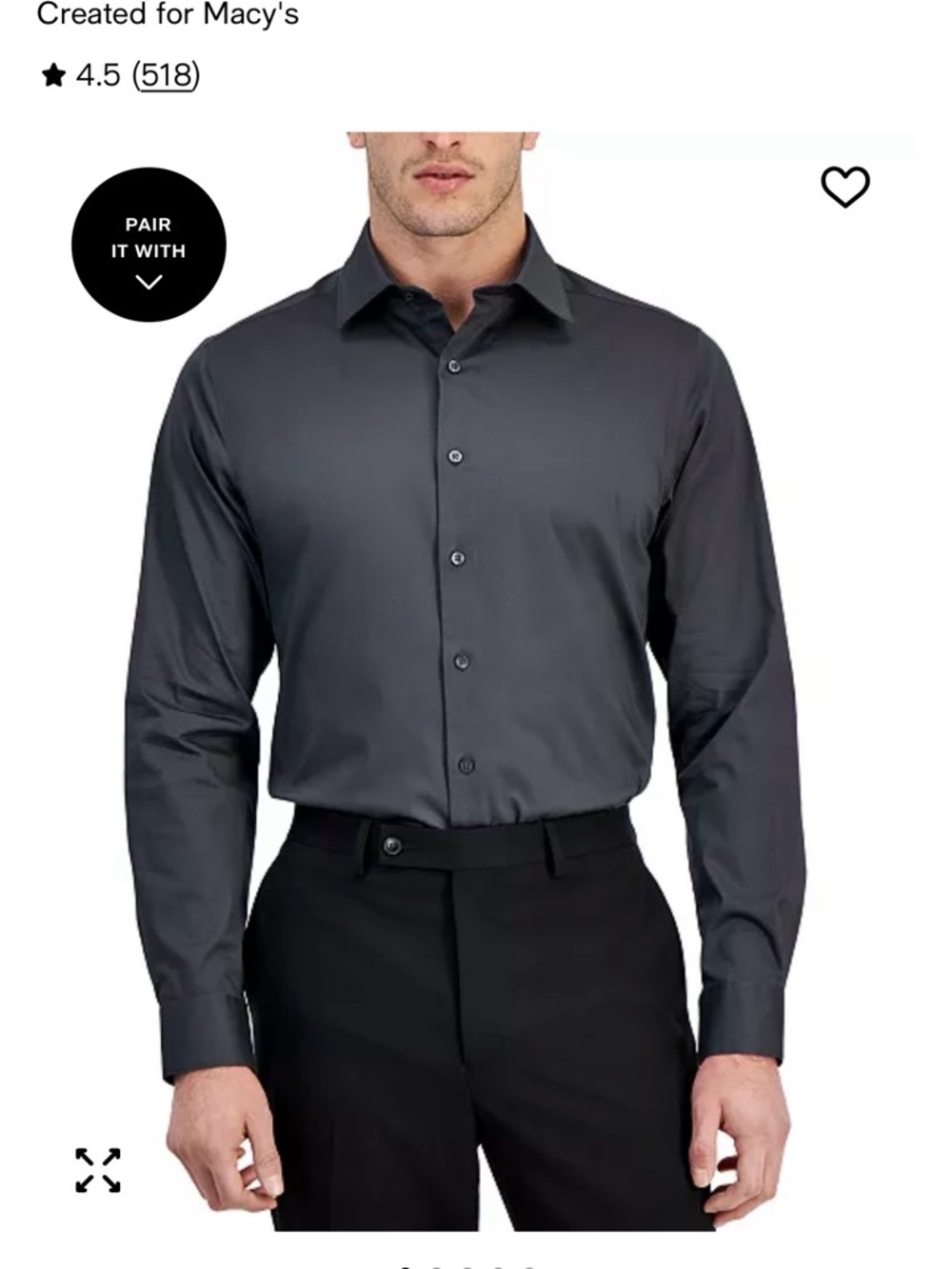 Alfani Men's Charcoal Gray Long-Sleeve Dress Shirt